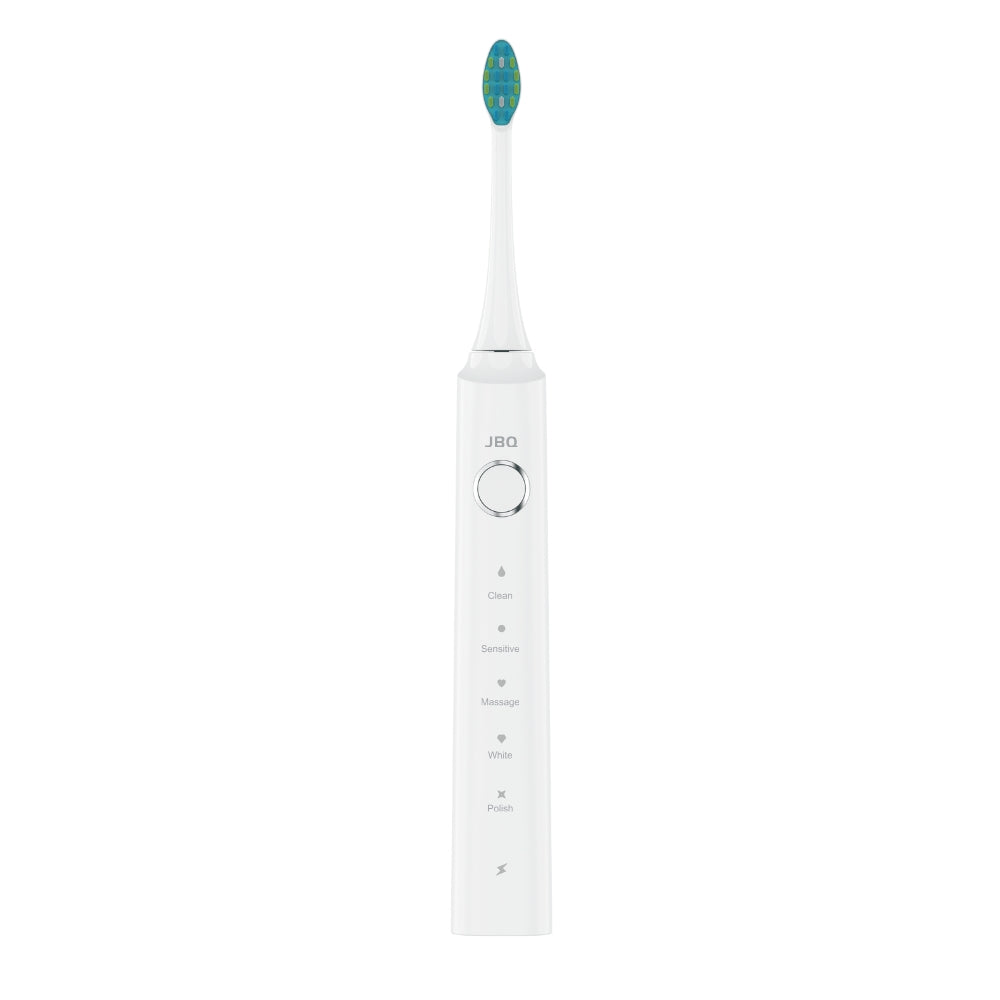 JBQ Automatic Rechargeable Electric Toothbrush With 5 Cleaning Modes, White