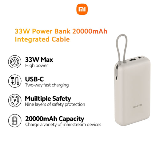 Xiaomi 33W Powerbank 20000mAh With Integrated Cable (Color May Vary)