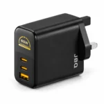 JBQ Vaelthrum 65W GaN charger with two USB-C ports and one USB-A port