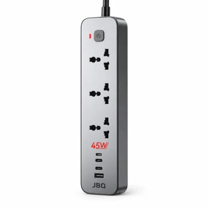 JBQ 7-in-1 power strip with three AC outlets, USB charging ports and 3m cord