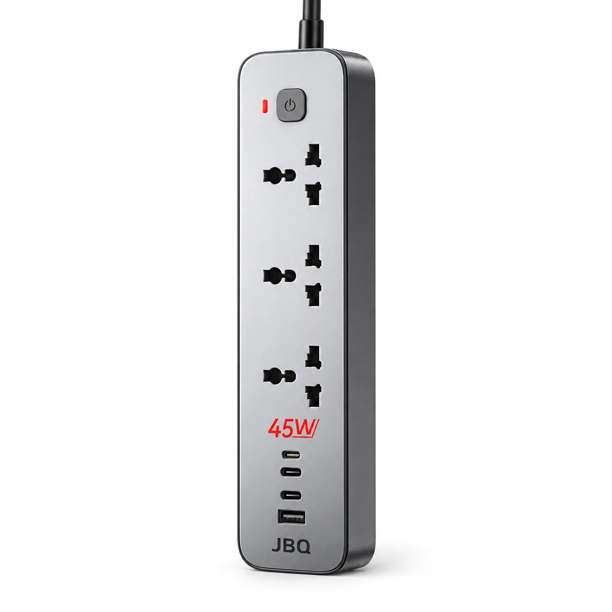 ps002c74-hero JBQ 7-in-1 power strip with three AC outlets, USB charging ports and 3m cord